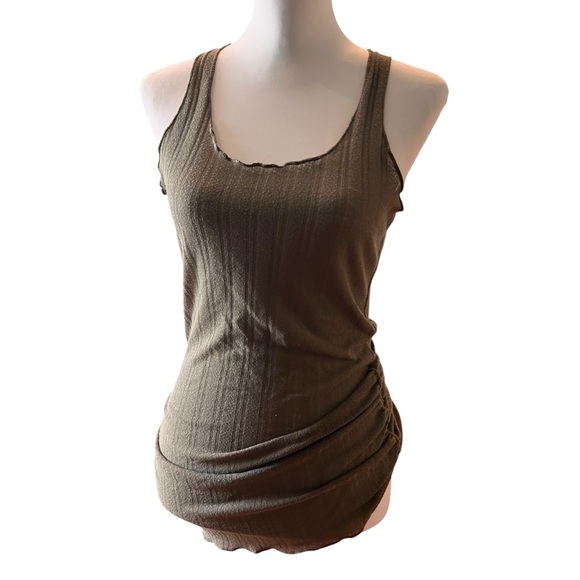 CALVIN KLEIN Ribbed Tank Top Sleeveless Ruched Side Detail Casual Everyday SZ L - Picture 2 of 6